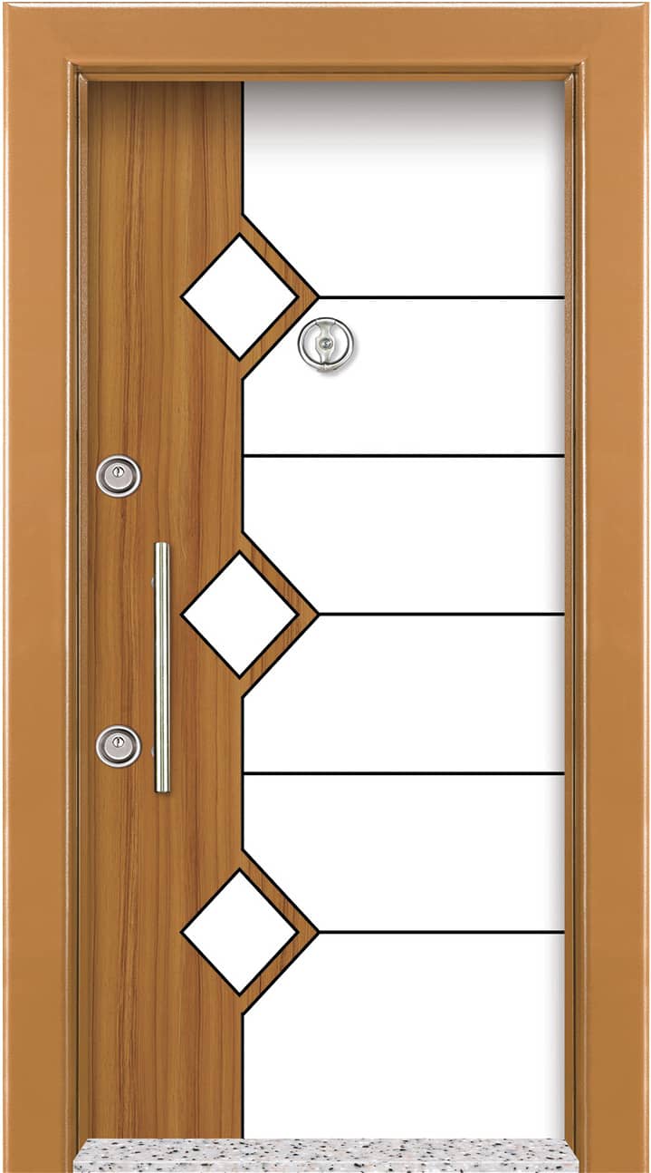 3D Brown White Steel Door