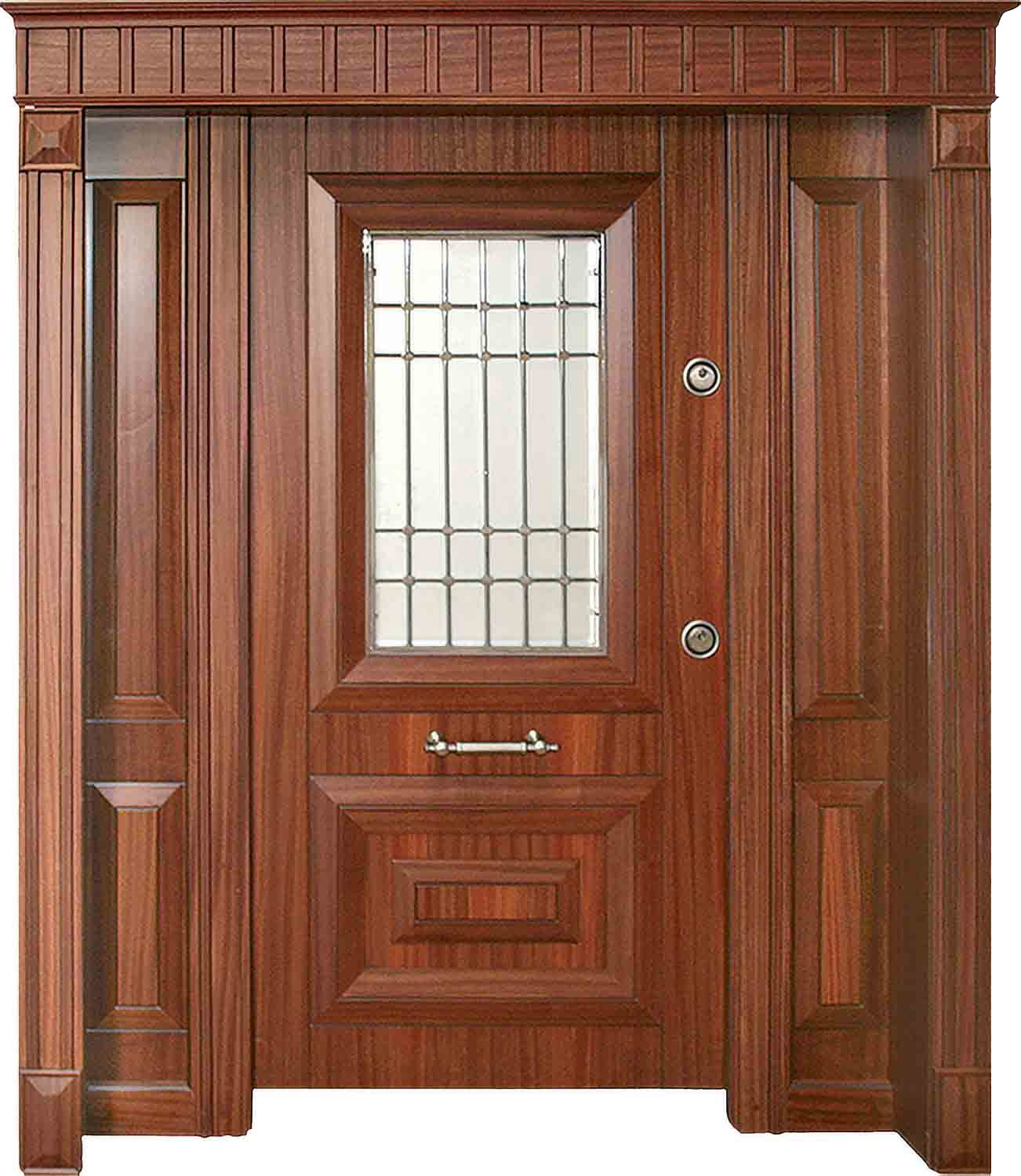 Wooden Villa Door with Glass