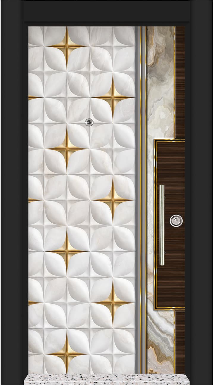 White Patterned Steel Door-BRG-703