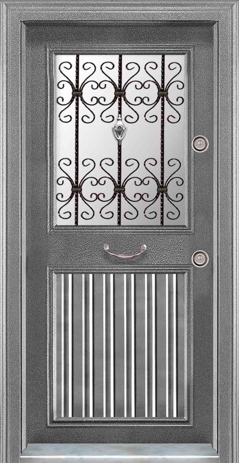 Glazed Gray Steel Door