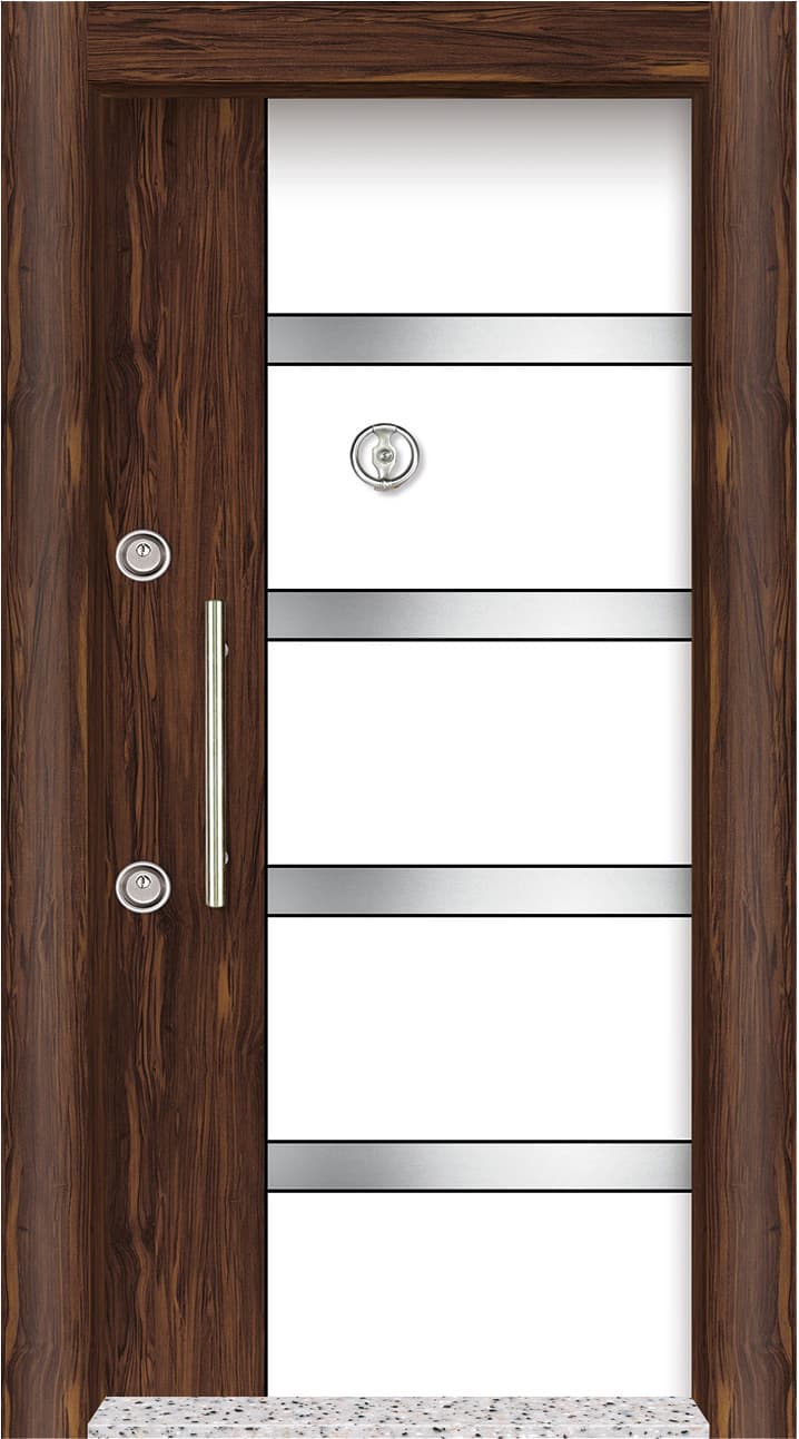 Brown White Exterior Steel Door
