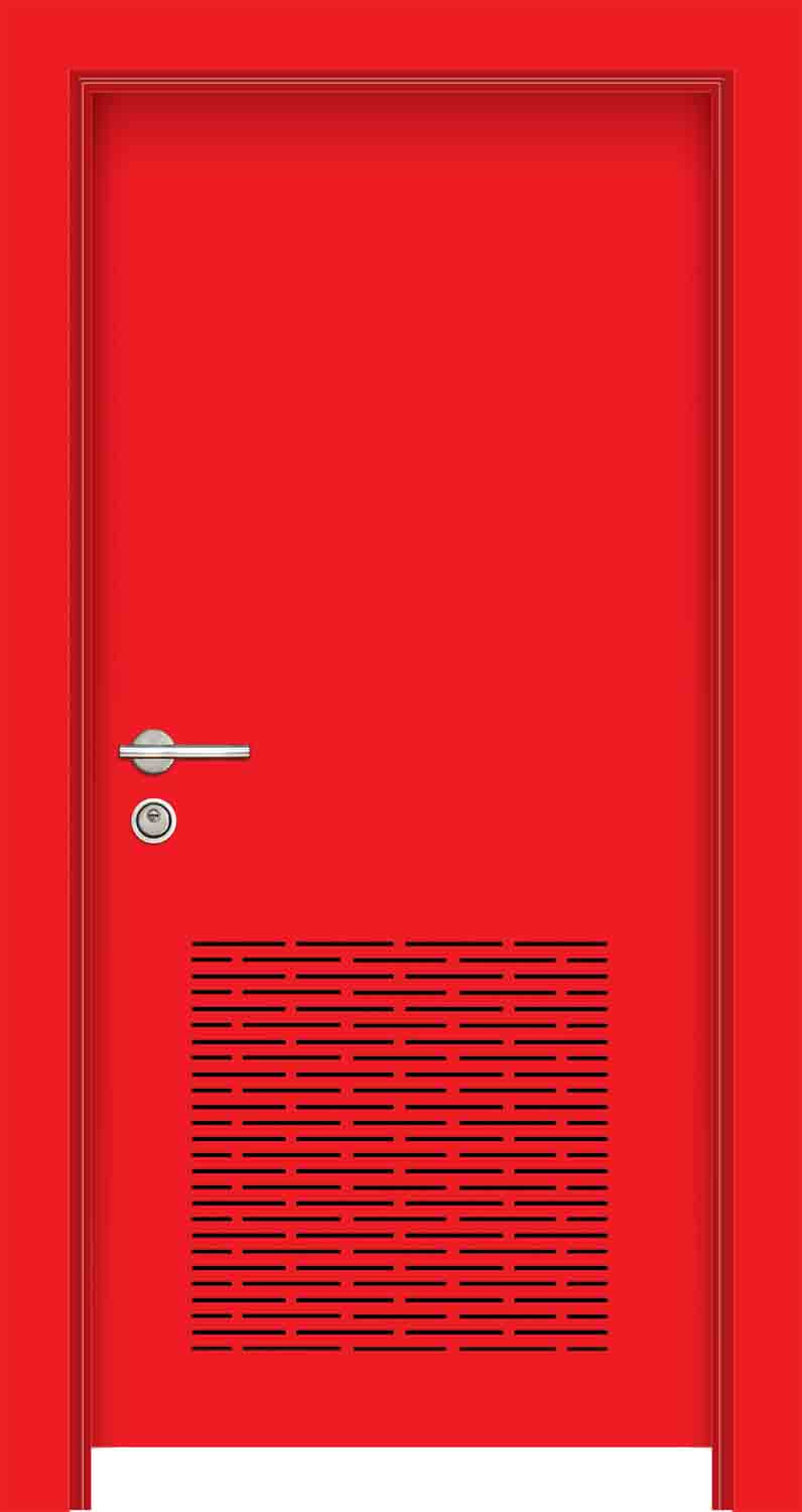 red emergency exit door