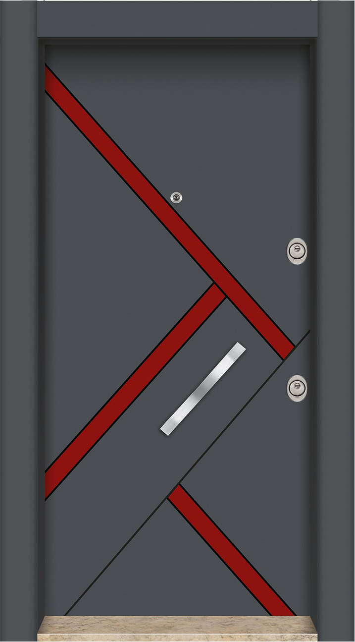 Kırmızı Desenli Çelik Kapı