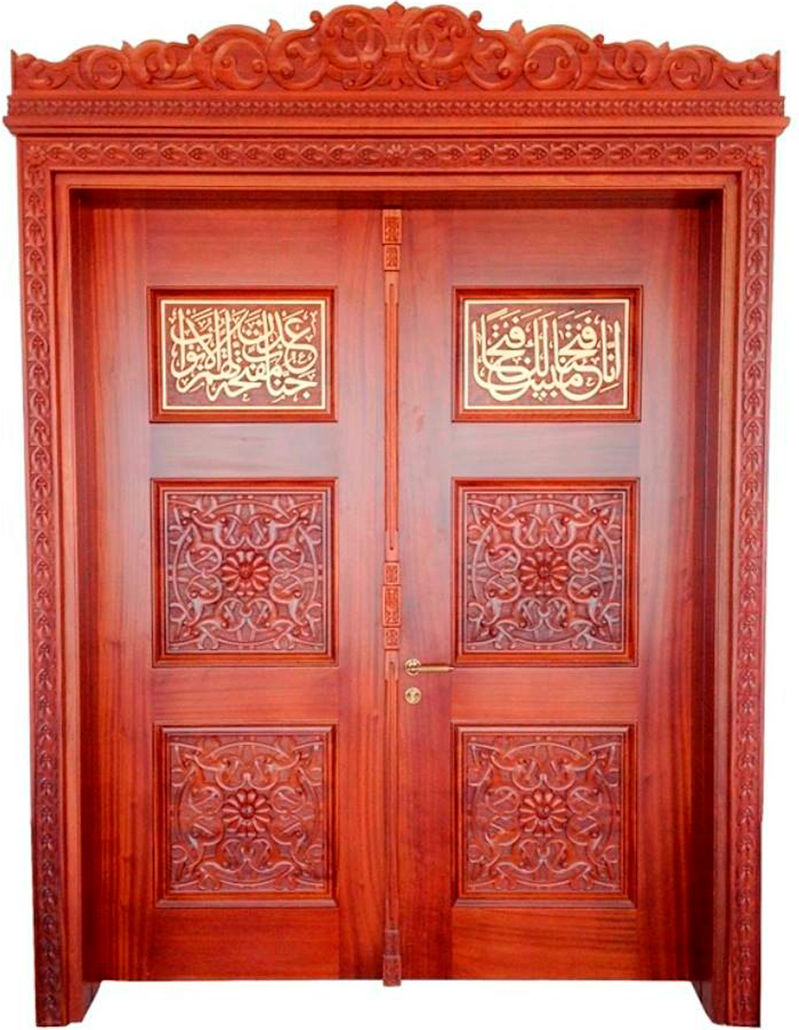 Luxurious Red Carved Mosque Door