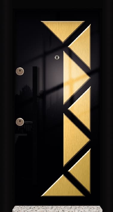 باب فولاذي أسود في الصورة