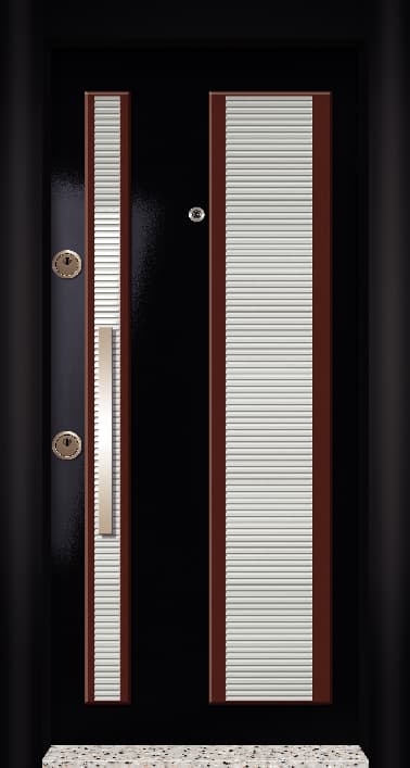 Black White Steel Door Pvc