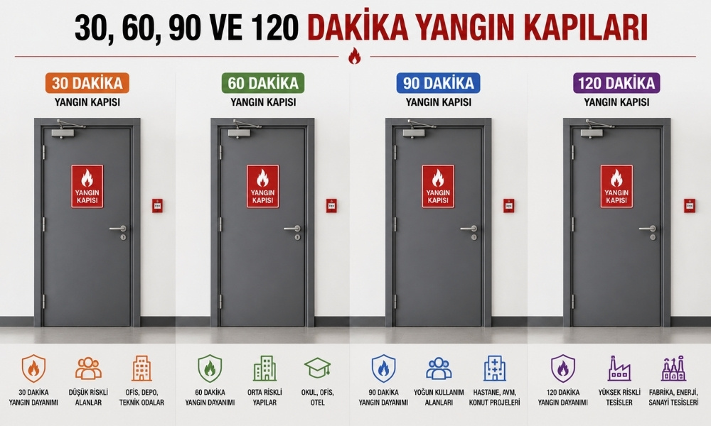 30, 60, 90 ve 120 Dakika Yangın Kapıları Arasındaki Farklar