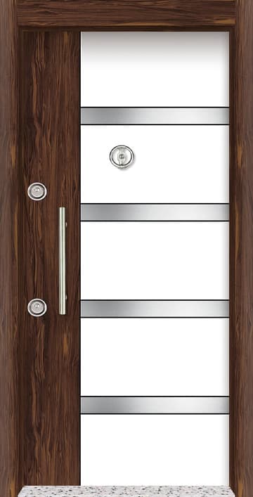 Brango Steel Door - Chromed Brown Patterned Flat Steel Door