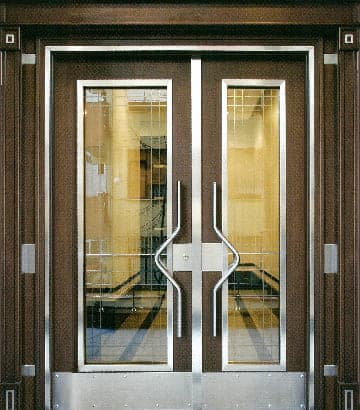 Camlı Çift Kanat Çelik Kapı